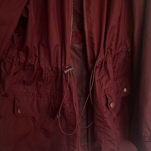 Cinch waist rain coat